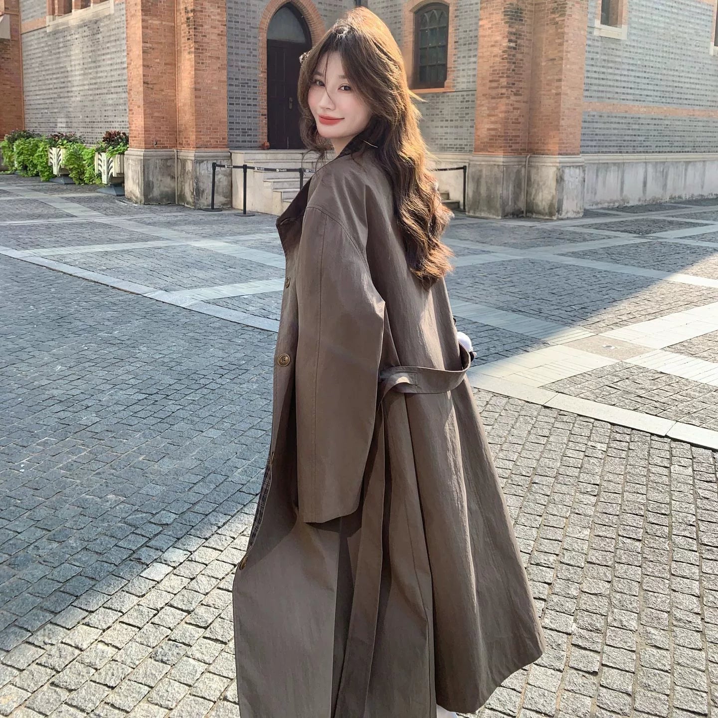 レトロチェックデザインロングコート