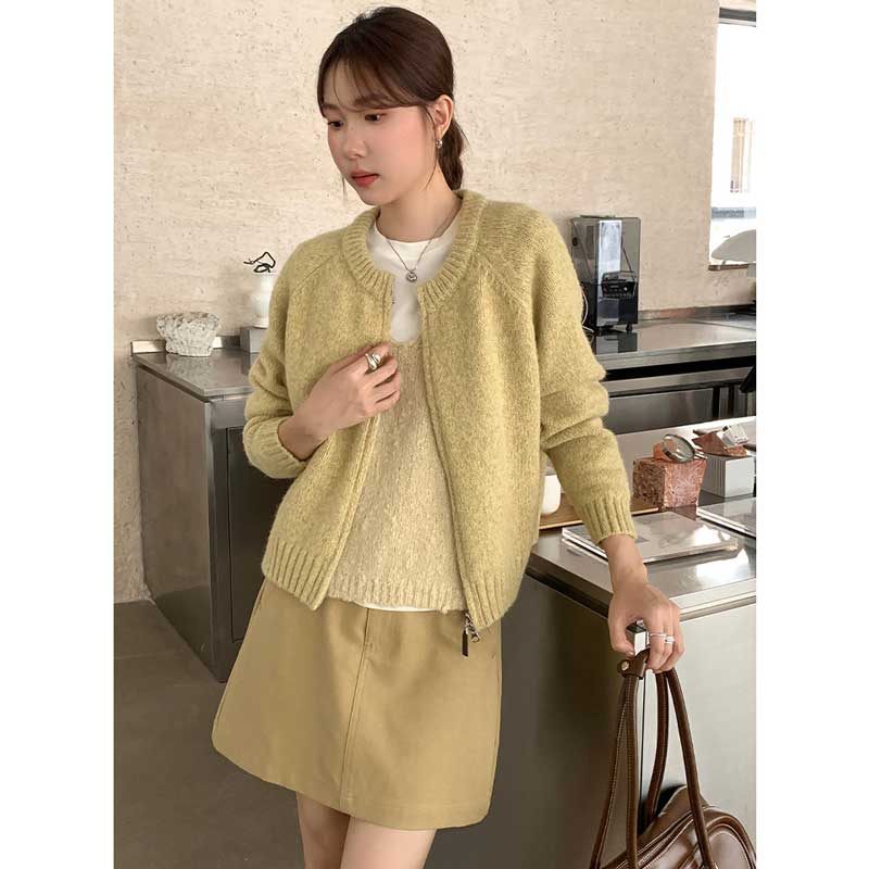 ラウンドネックニットカーディガン(4colors)