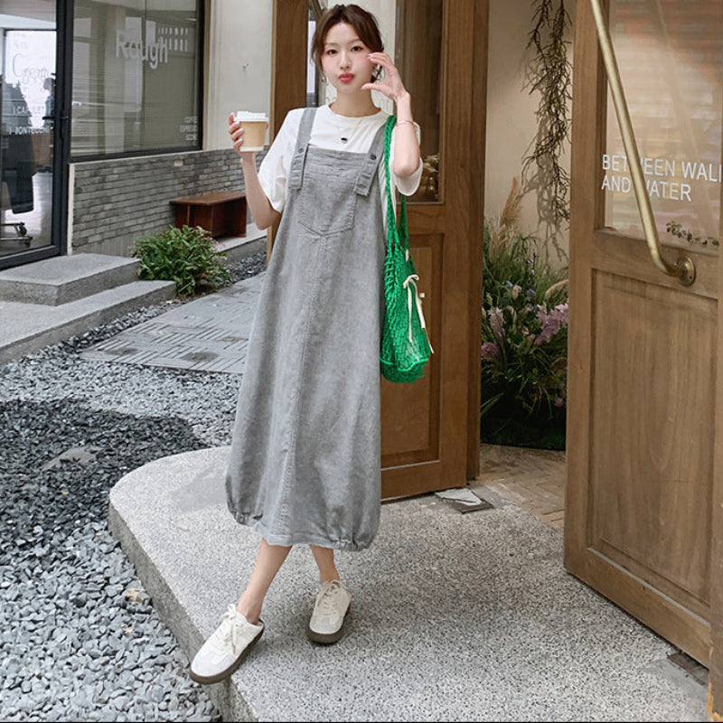 ナチュラルTシャツ×サロペットスカートセットアップ