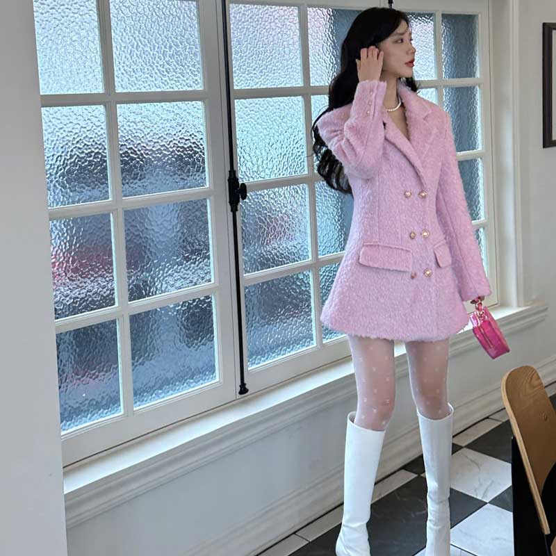 テーラードツイードワンピースコート(2colors)