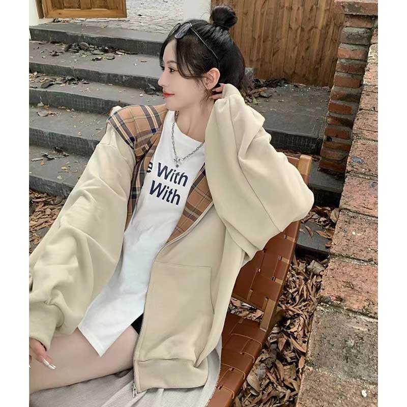 フード裏チェックパーカー(2colors)