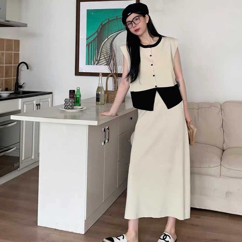 バイカラートップス×ナロースカート(4colors)