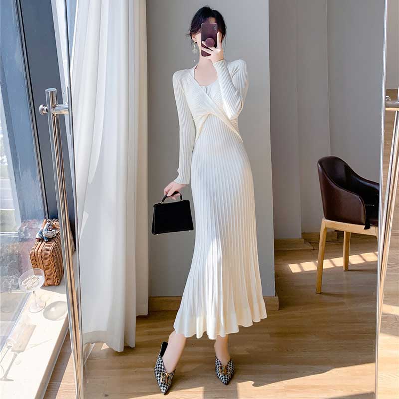 ツイストリブニットワンピース(4colors)