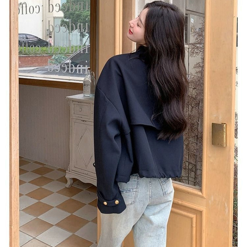 トレンチデザインネイビージャケット