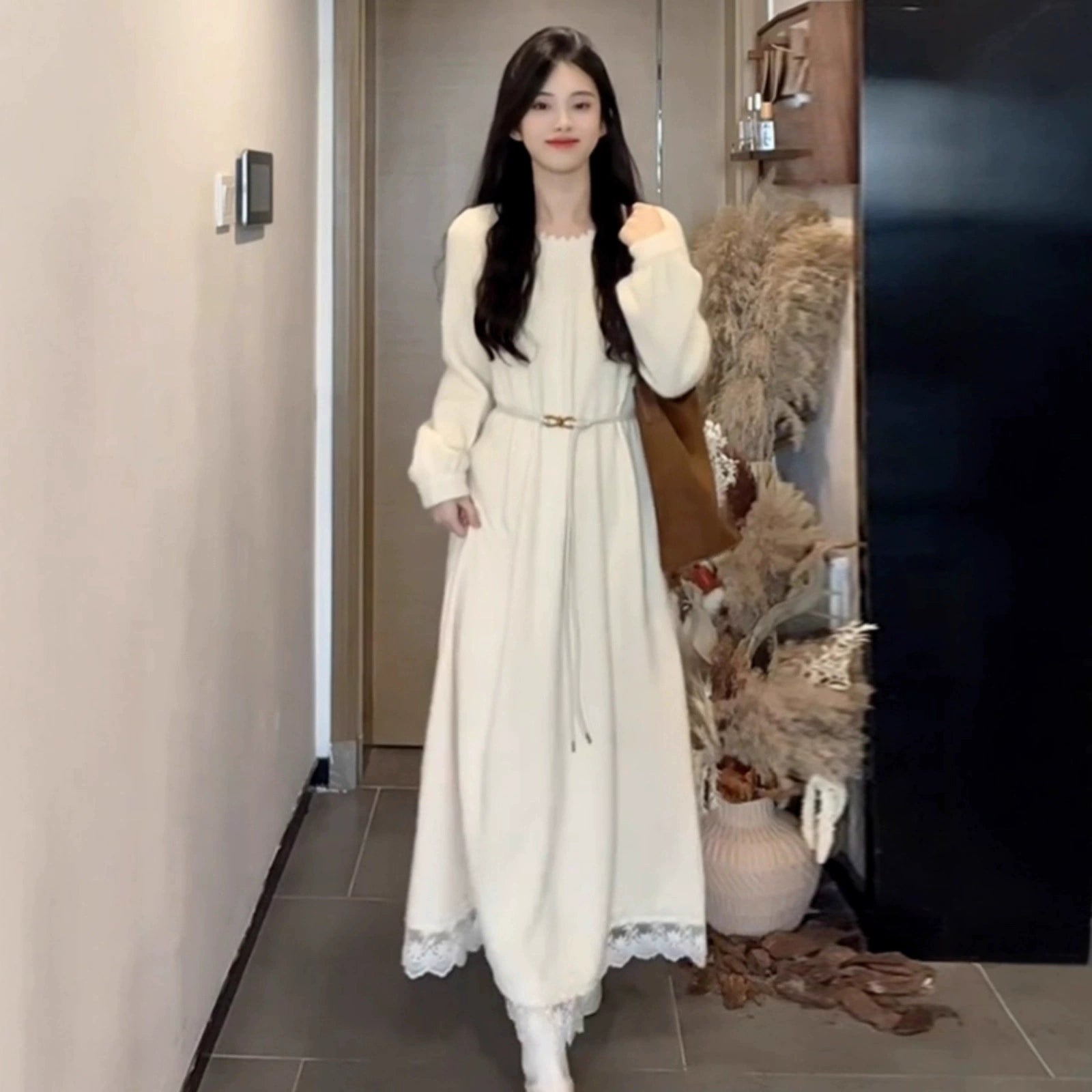 レーストリムニットワンピース(2colors)