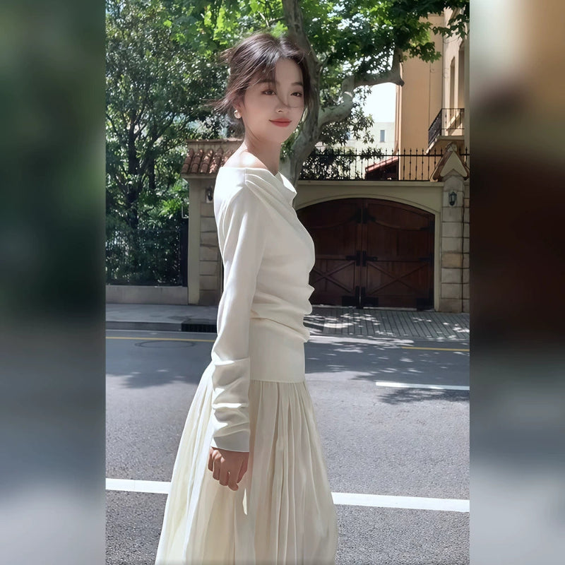 オフショルダーニットトップス