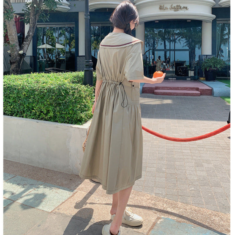 ビッグカラーアシンメトリーデザインワンピース