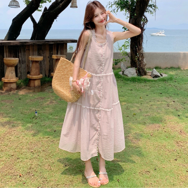 ライトパープルノースリーブワンピース