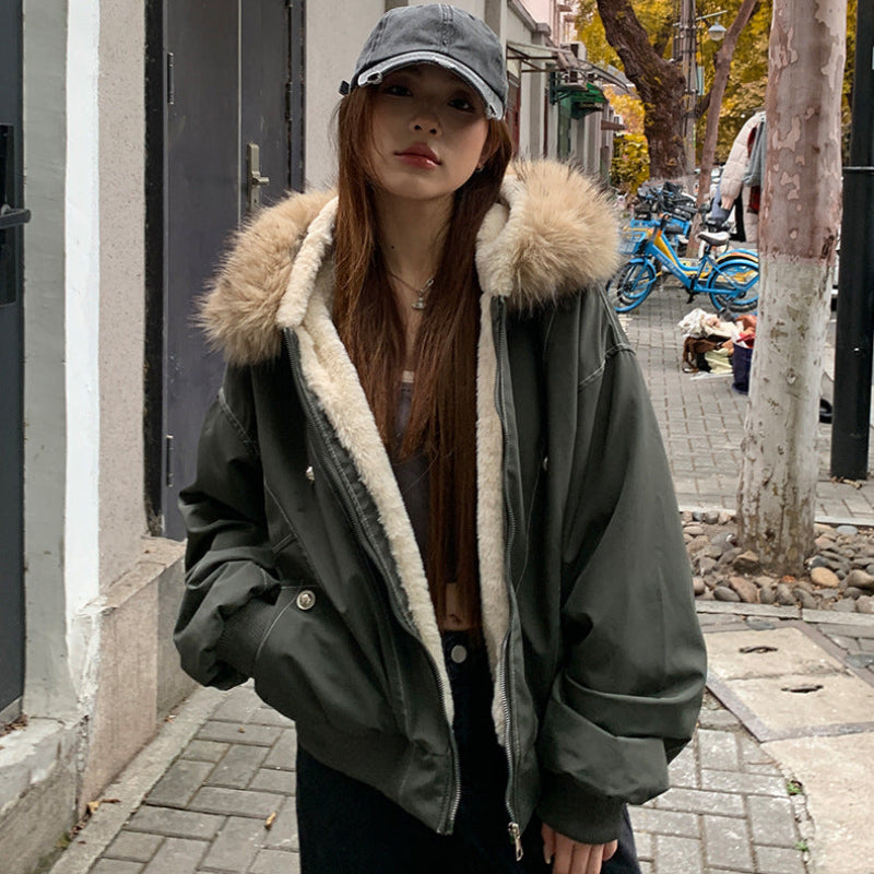 裏ボア付きフードファーブルゾン(2colors)