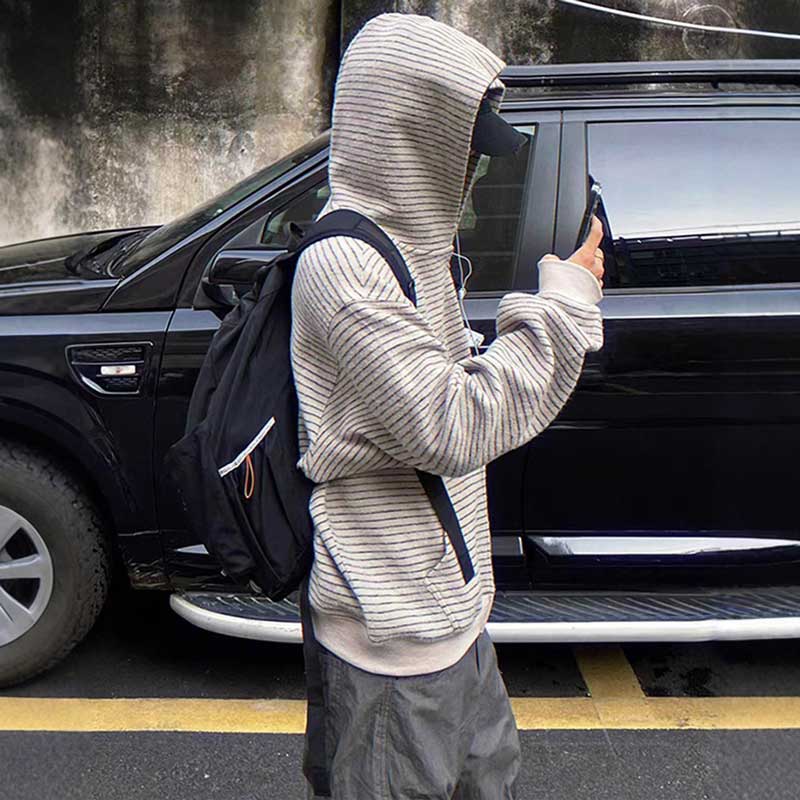 ボーダージップアップフーディー(2colors)