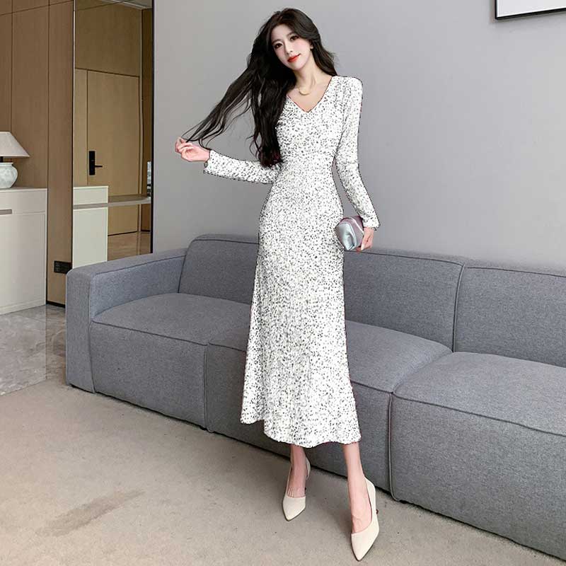 スパンコールフレアワンピース(5colors)