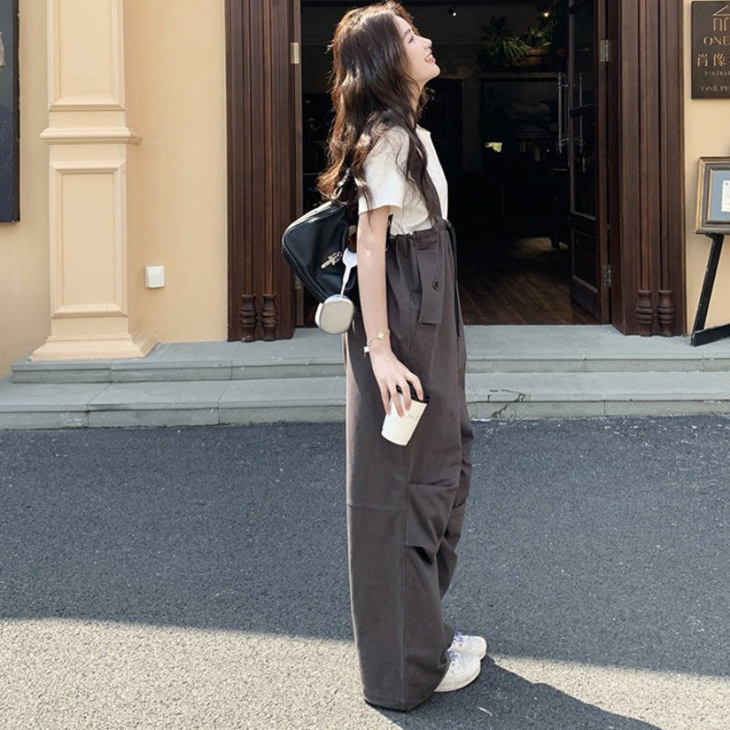 グレーパラシュートサロペットパンツ