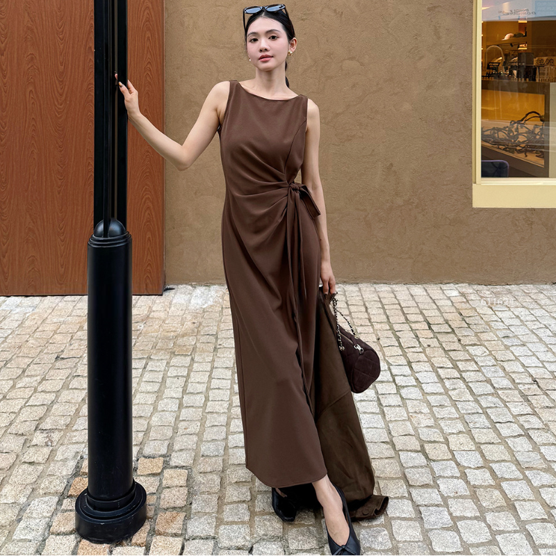 ノースリーブサイドリボンワンピース(2colors)