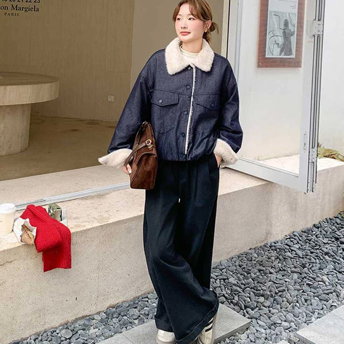 ボアカラーインディゴデニムジャケット