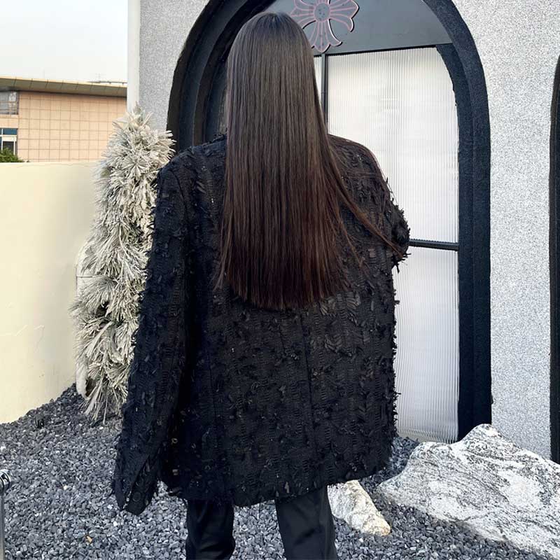 シャギーフリンジテーラードジャケット