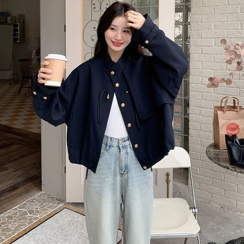 トレンチデザインネイビージャケット