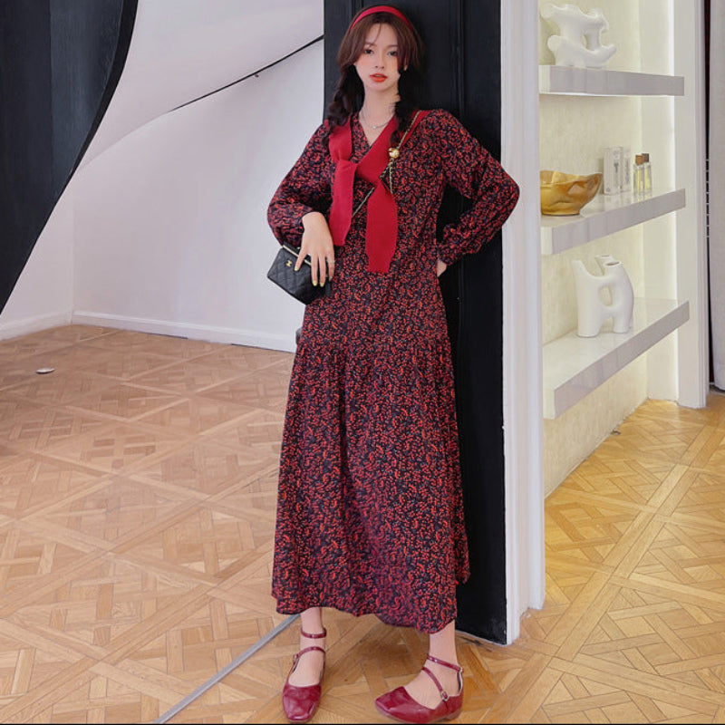 ショール付きスモールフラワーワンピース