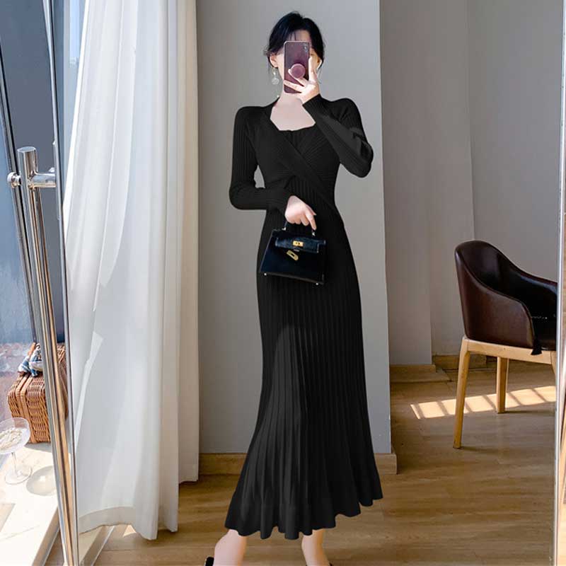 ツイストリブニットワンピース(4colors)