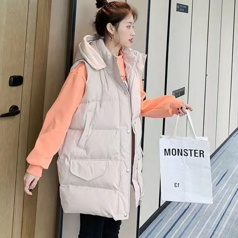 フード付きキルティングベスト(2colors)