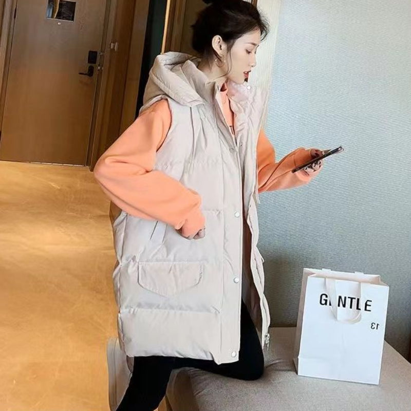 フード付きキルティングベスト(2colors)