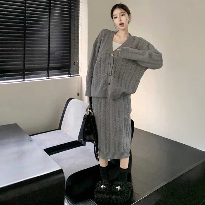 ケーブルルーズニットセットアップ(2colors)