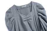 【即納】パワーショルダースリットハートネックワンピース(2colors)