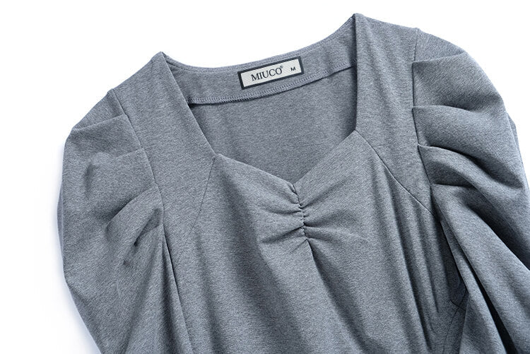 【即納】パワーショルダースリットハートネックワンピース(2colors)
