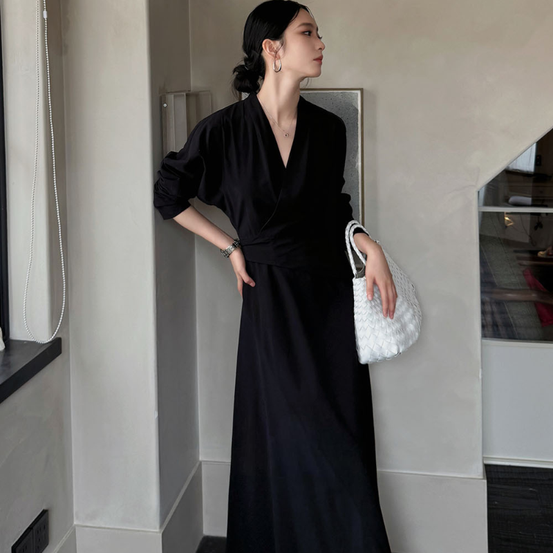 カシュクールバックリボンワンピース(2colors)