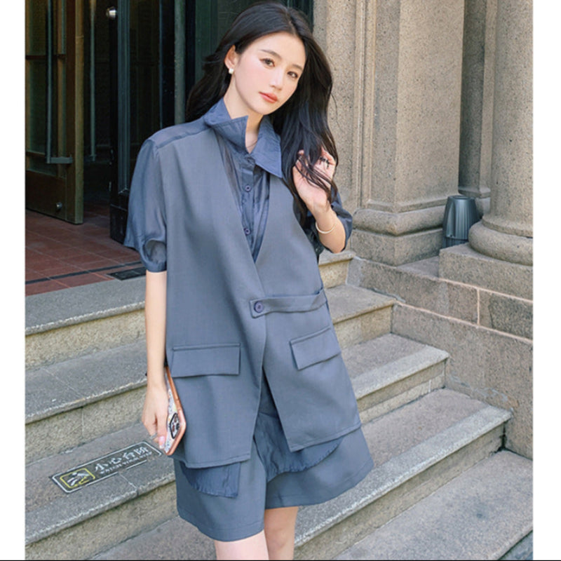 【卒服】レイヤード風ショートパンツスーツセットアップ 卒服】レイヤード風ショートパンツスーツセットアップ 卒服