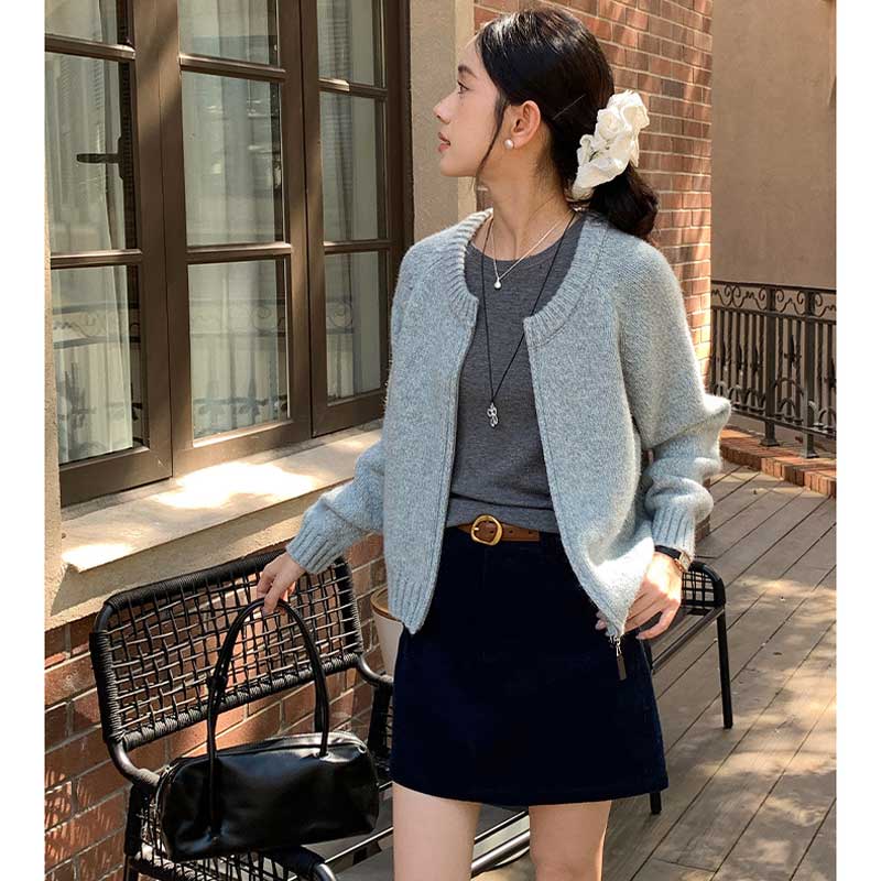 ラウンドネックニットカーディガン(4colors)