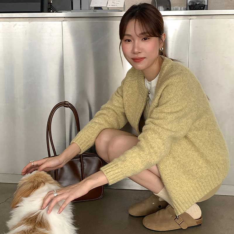 ラウンドネックニットカーディガン(4colors)