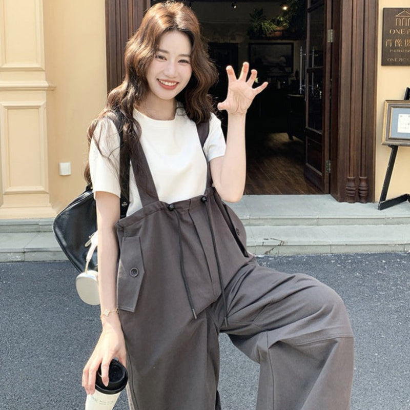 グレーパラシュートサロペットパンツ