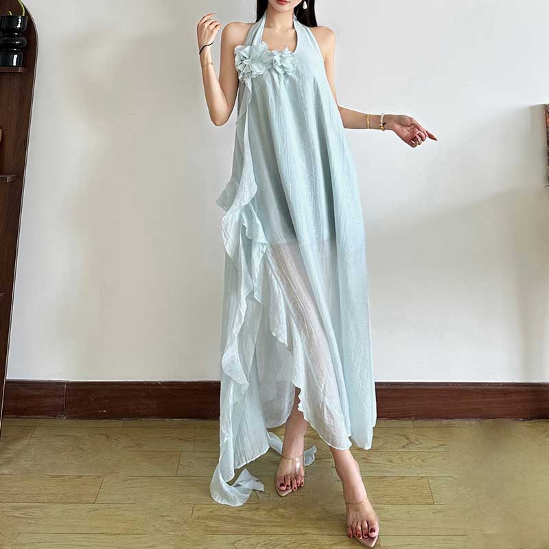 アシンメトリーホルターネックワンピース(3colors)