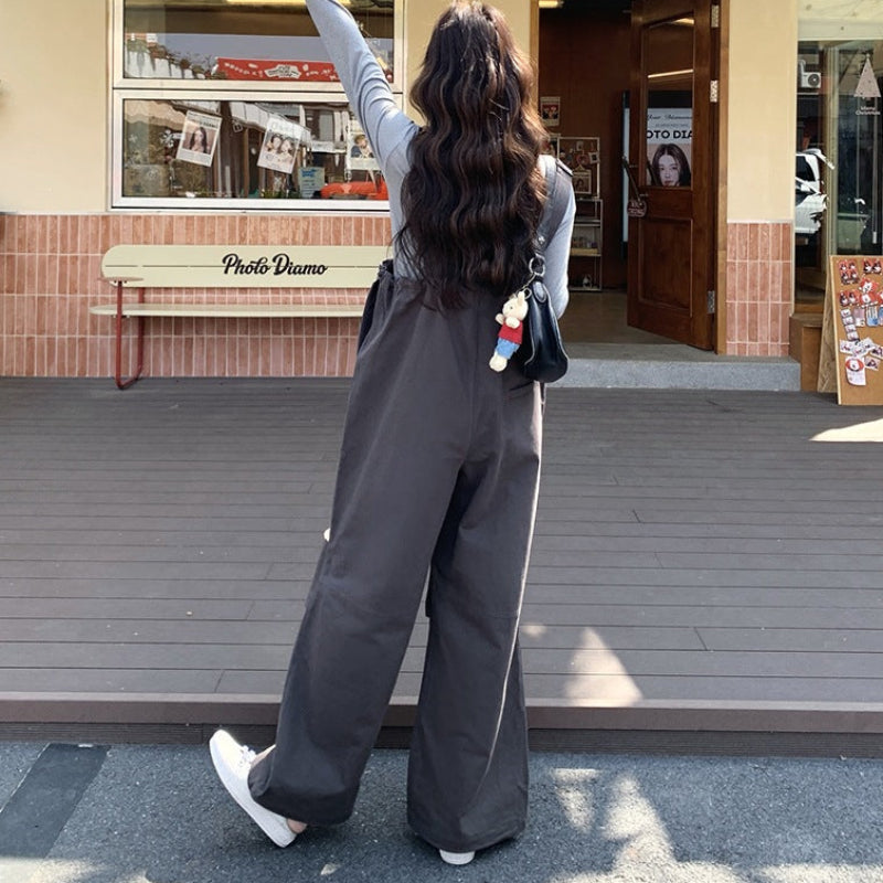 グレーパラシュートサロペットパンツ