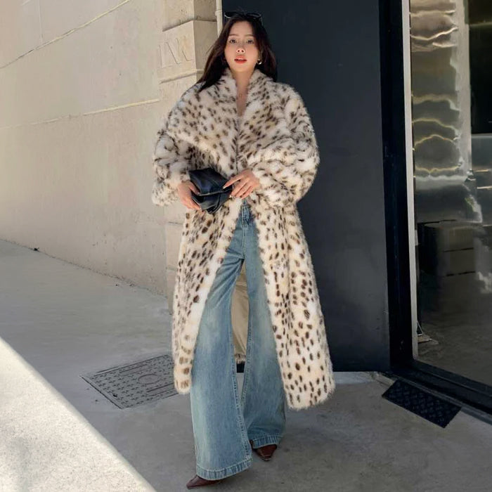 レオパードロングシャギーコート