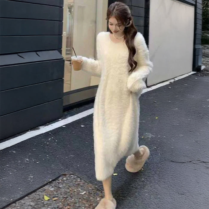 モヘアタッチロングワンピース(4colors)