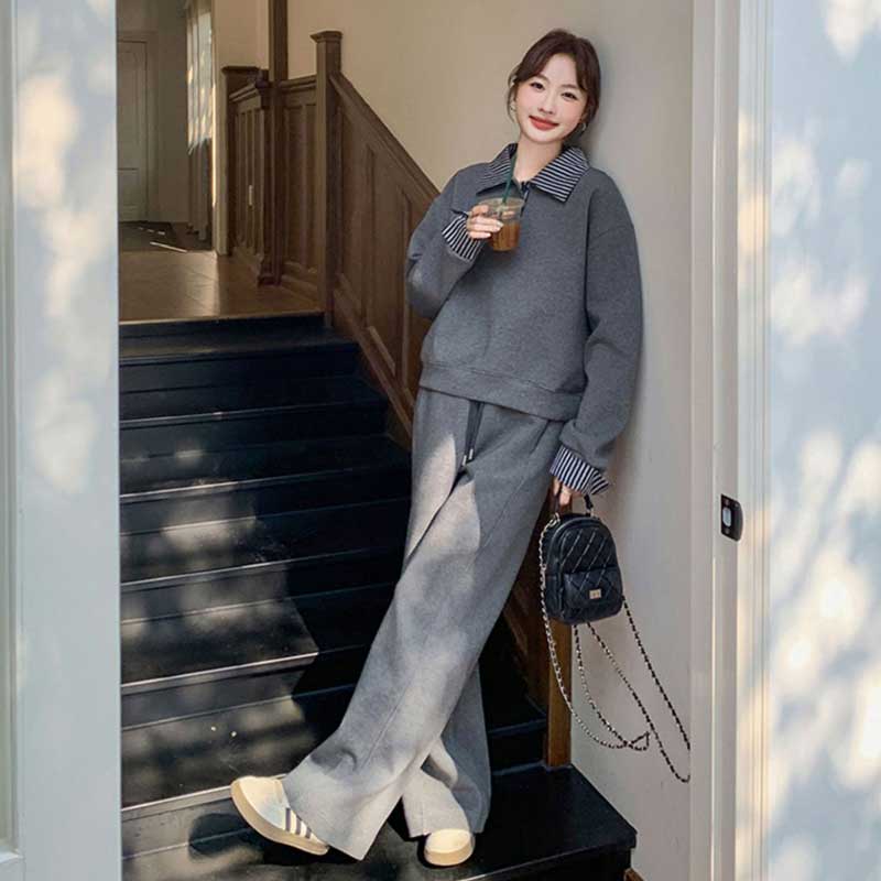 ストライプコンビスウェットセットアップ