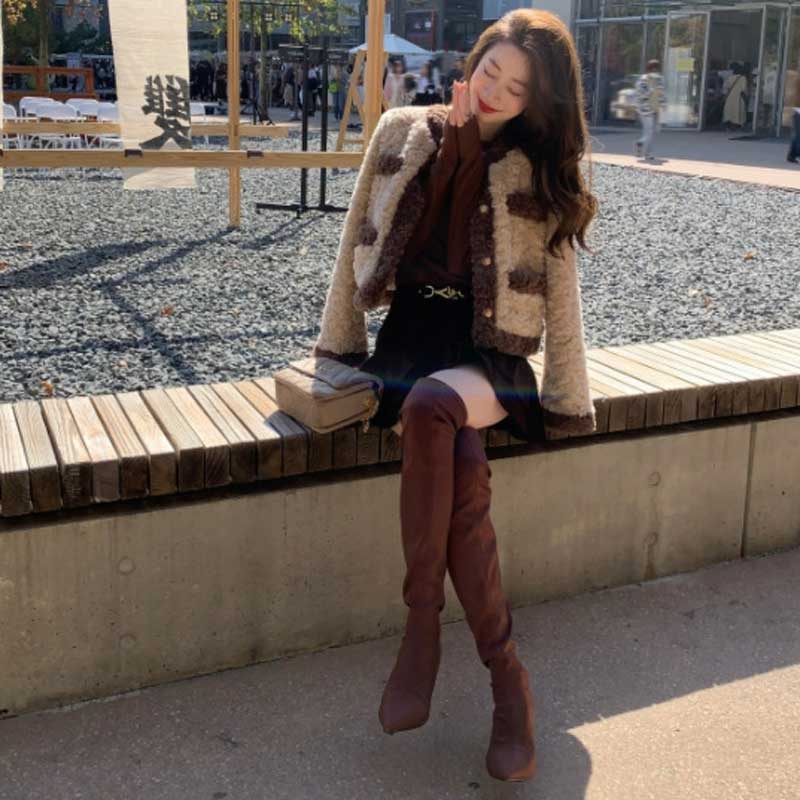 ボアバイカラーショートジャケット