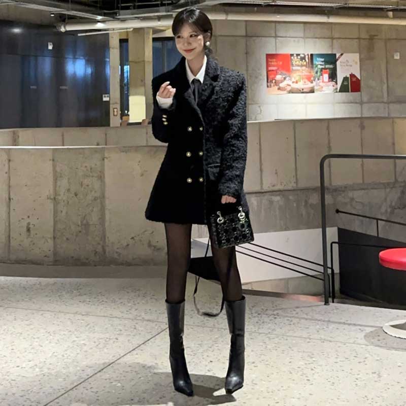 テーラードツイードワンピースコート(2colors)