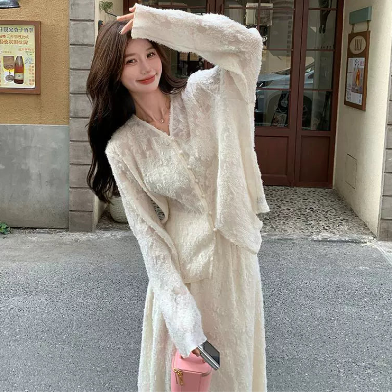 シフォンブラウス×スカートスーツ (2colors)