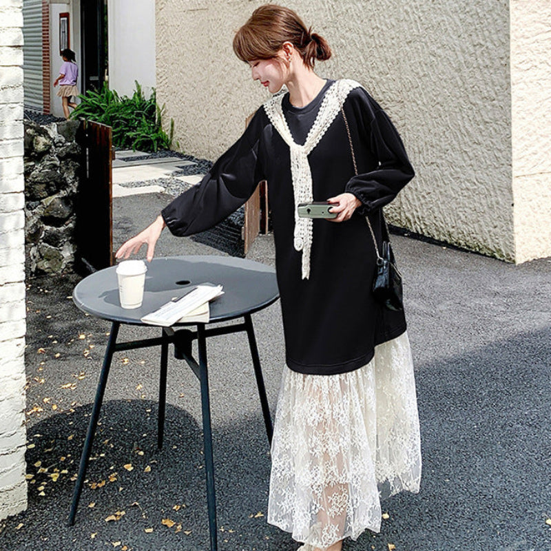 レース切り替えデザインワンピース(2colors)