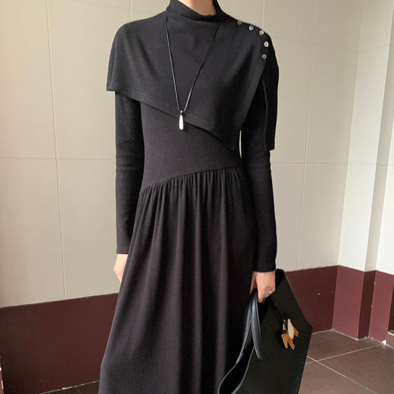 ボタンショール×ニットワンピースセット