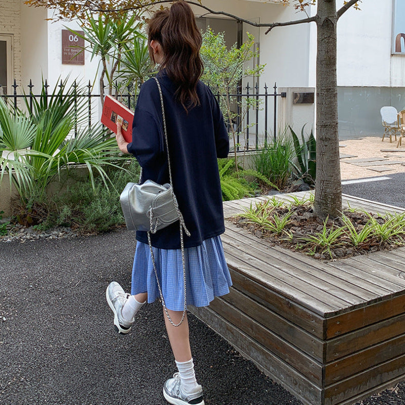 ポロトップス×チェックワンピースセット