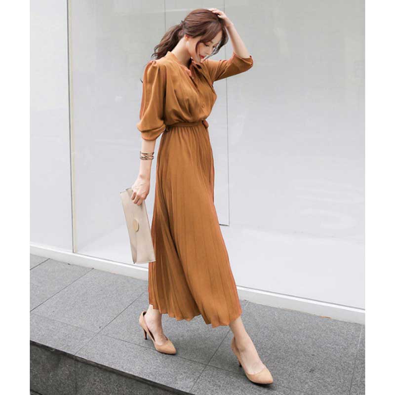 ウエストマークプリーツワンピース(4colors)