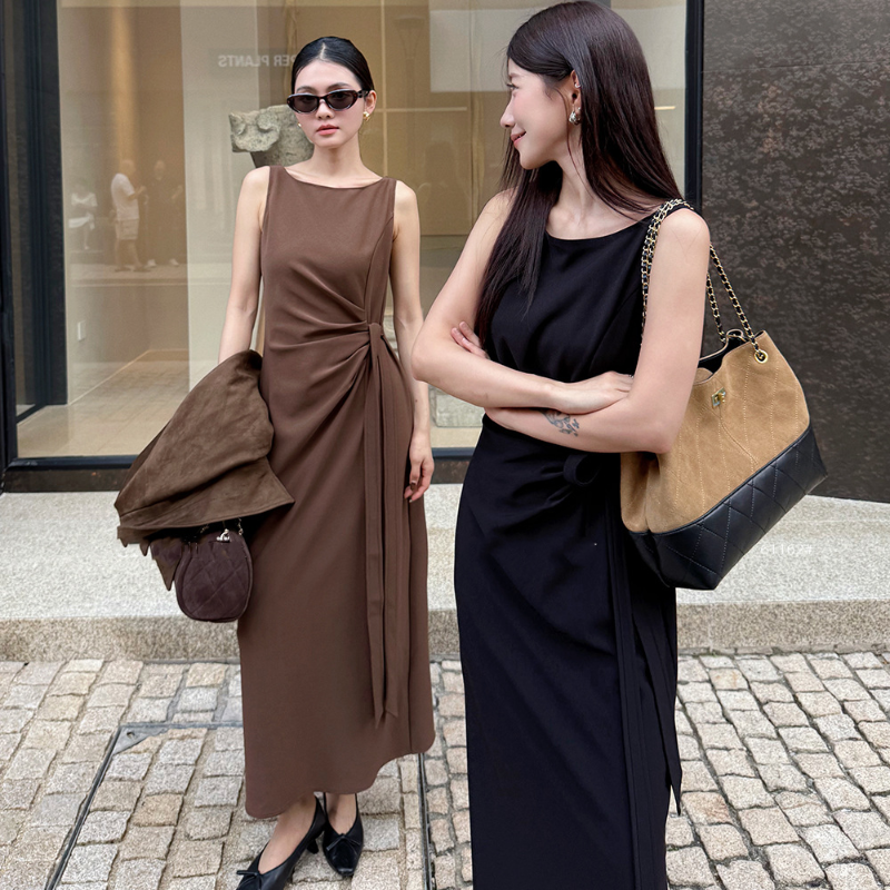 ノースリーブサイドリボンワンピース(2colors)