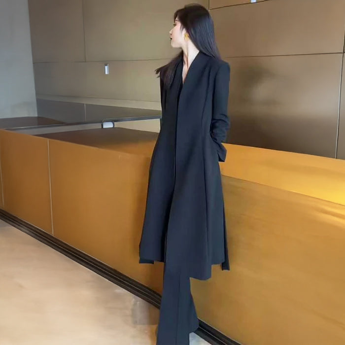 ノーカラーロングコート