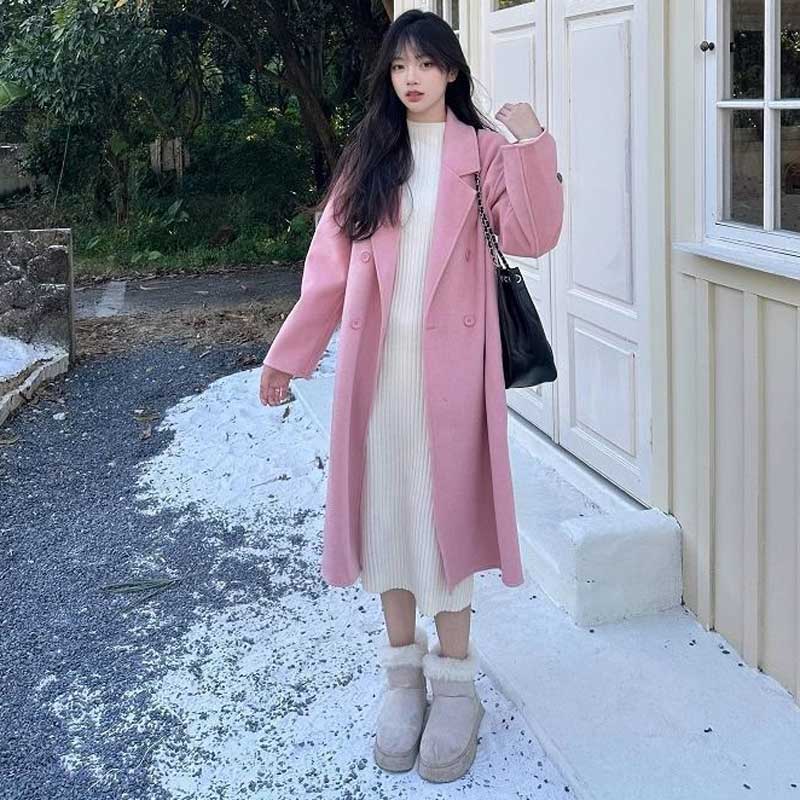 シンプルダブルボタンコート(5colors)