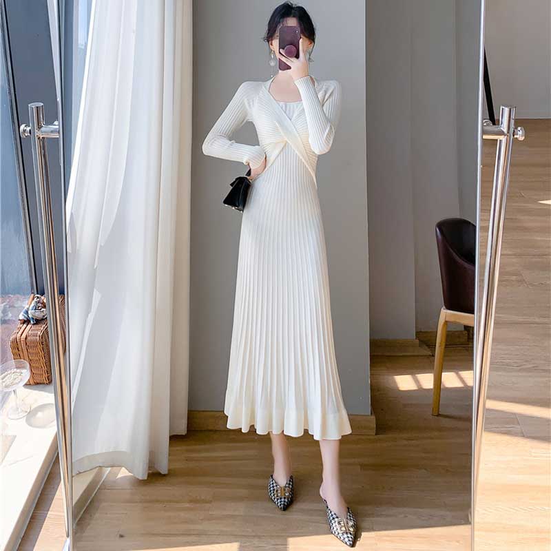 ツイストリブニットワンピース(4colors)