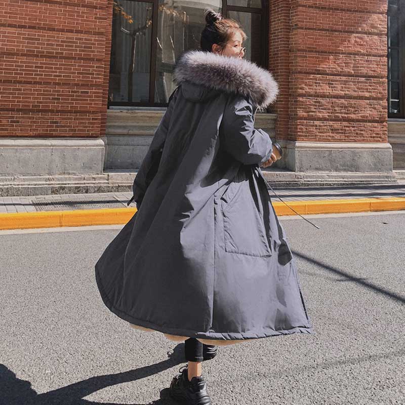 ファーフーデッドロングコート(3colors)