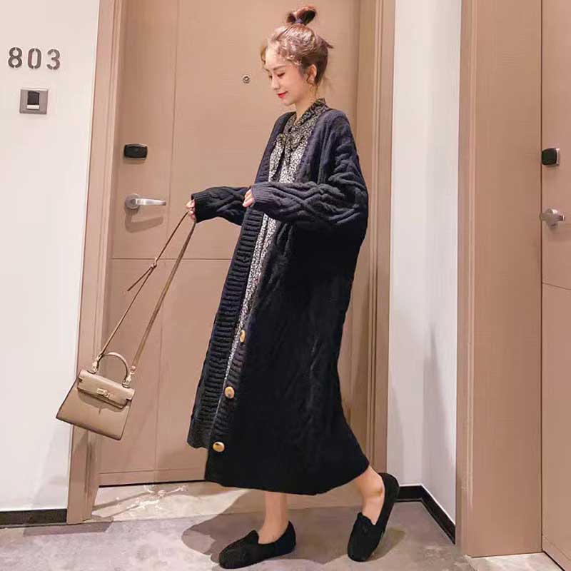 ケーブル編みロングニットカーディガン(4colors)